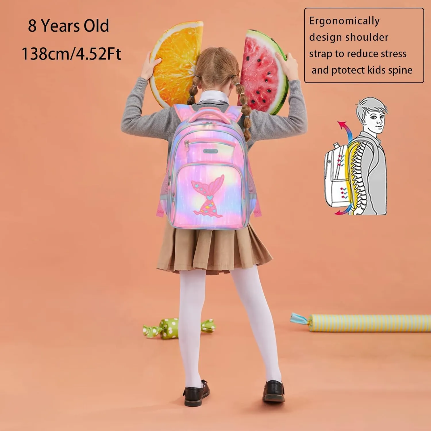 Kids Backpack for Girls Preschool Elementary Kindergarten School Bag 15.6″ Multifunctional Cute Large Capacity