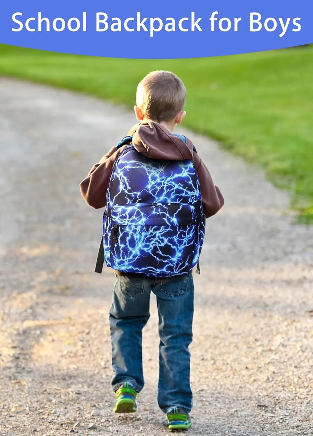 Kids Backpacks for Boys Elementary School Backpack Primary Middle School Bookbag for Boys Lightweight Waterproof Travel Backpack (B-Blue)