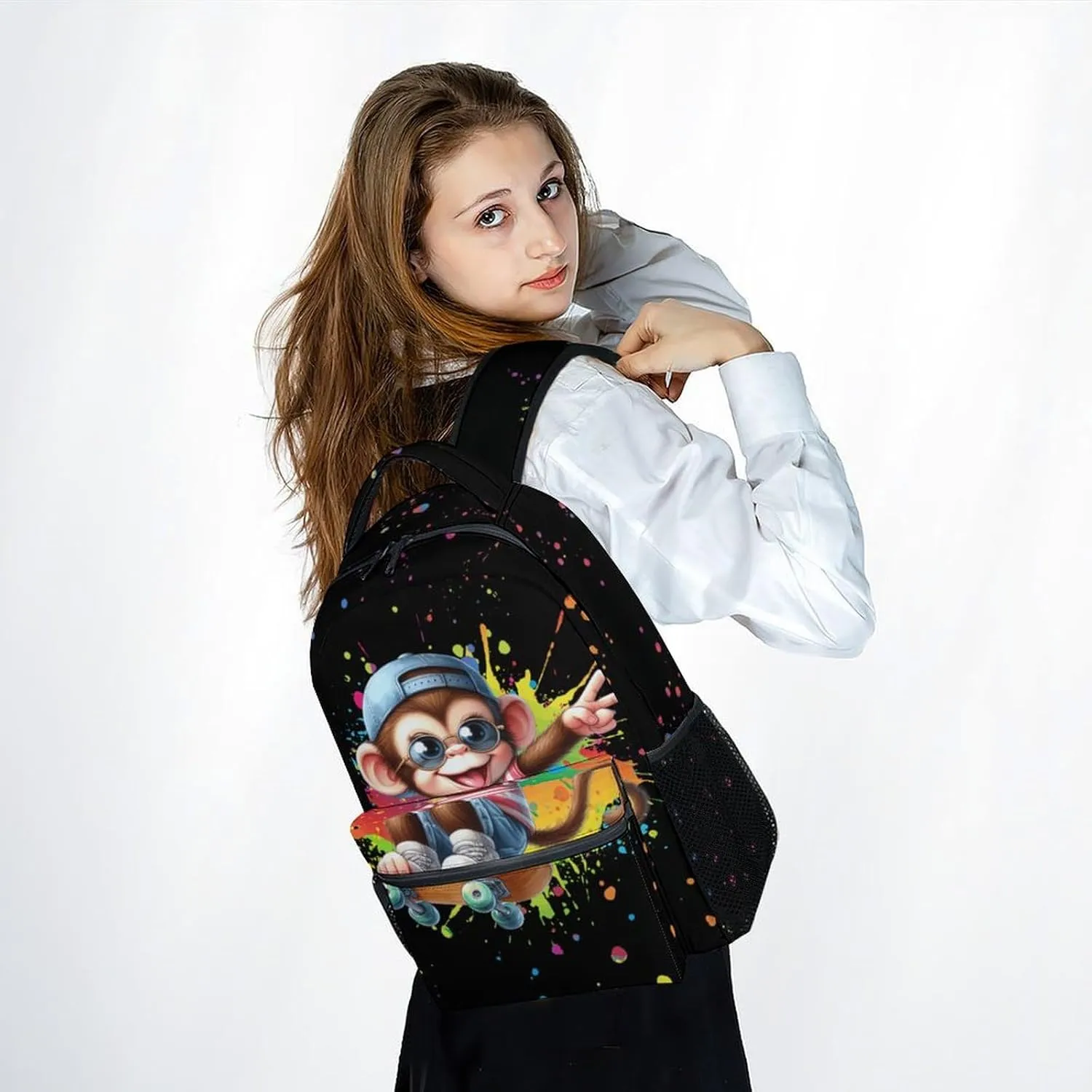 Kids School Backpack - 17 Inch Cool Backpacks for Boys & Girls - Lightweight Black Cartoon Bookbag for School & Travel
