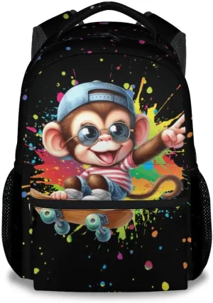 Kids School Backpack - 17 Inch Cool Backpacks for Boys & Girls - Lightweight Black Cartoon Bookbag for School & Travel