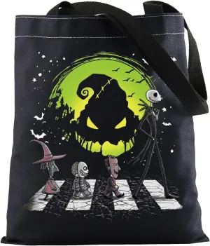 KUIYAI Horror Movie Merchandise Tote Bag Oogie’s Boy Spooky Season Gift Jack Sally Gift Lock Shock Barrel Devil Gift