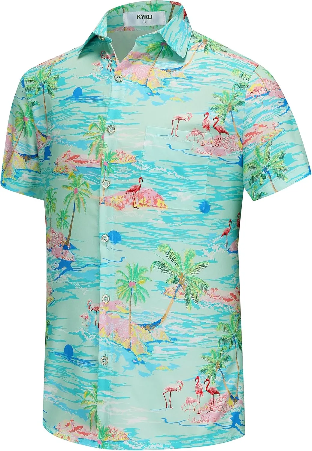 KYKU Funky Hawaiian Shirt for Men Palm Beach Shirts Tropical Vacation Clothes