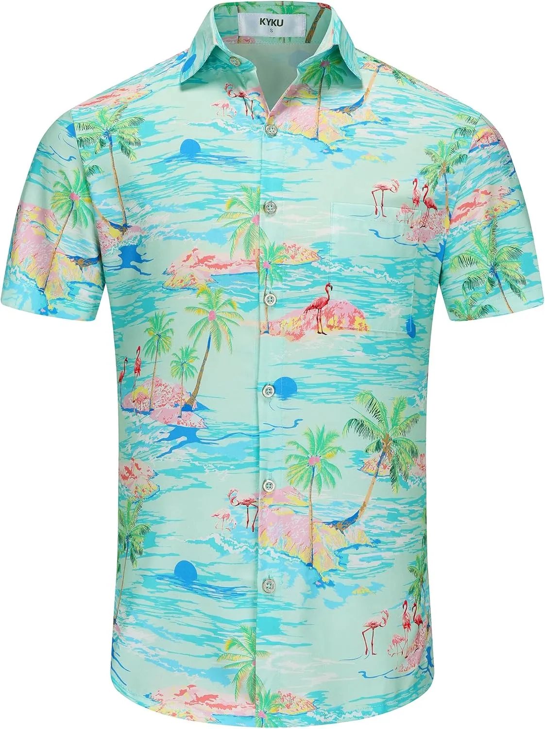 KYKU Funky Hawaiian Shirt for Men Palm Beach Shirts Tropical Vacation Clothes