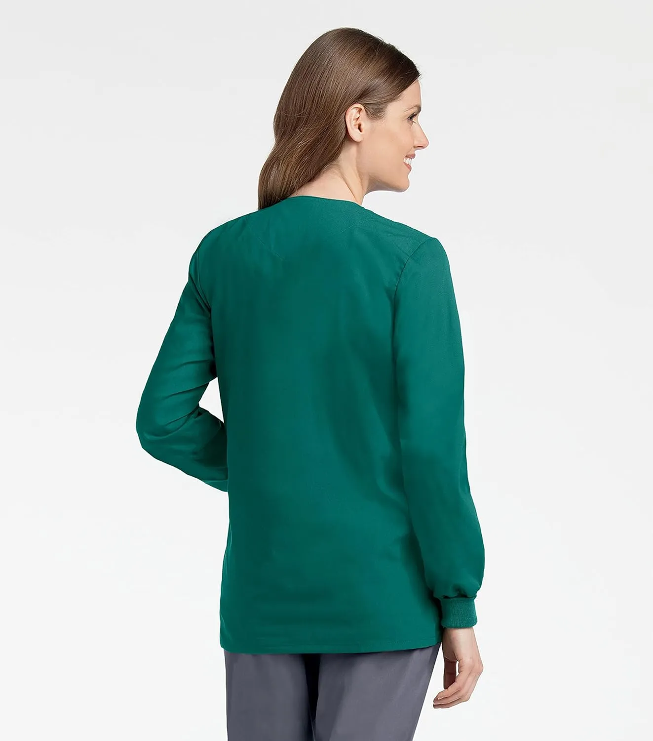 Landau Essentials Relaxed Fit 4-Pocket Snap-Front Scrub Jacket for Women 7525