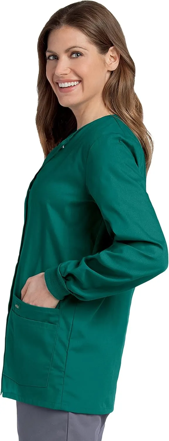 Landau Essentials Relaxed Fit 4-Pocket Snap-Front Scrub Jacket for Women 7525