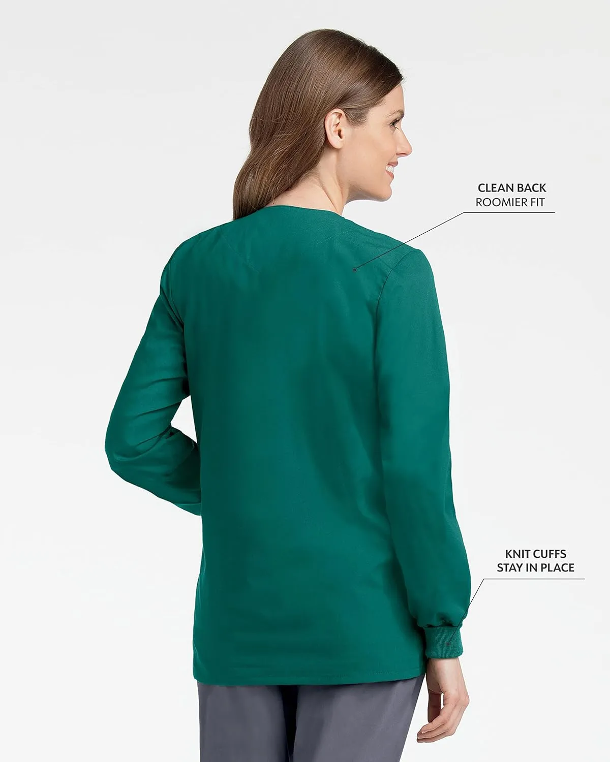Landau Essentials Relaxed Fit 4-Pocket Snap-Front Scrub Jacket for Women 7525