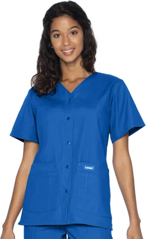 Landau Essentials Relaxed Fit 4-Pocket V-Neck Scrub Top for Women 8232