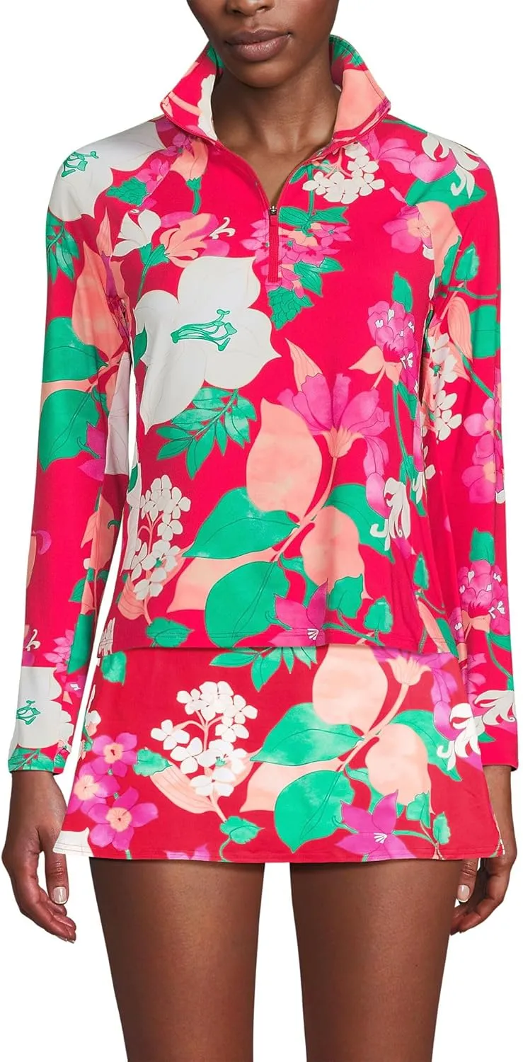 Lands' End Women's Long Sleeve Rash Guard Cover-up UPF 50