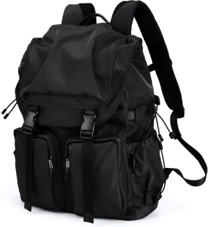 Laptop Backpack for Men, 30L Functional Stylish Vintage Backpack, Waterproof College Work Commuter Travel Backpack Fits 15.6 Inch Tablet, Notebook (Black)