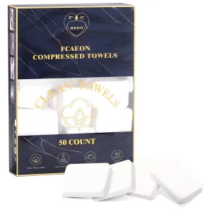 Large Compressed Towels, Soft Disposable Face Towel, Thicken Facial Cloths Mini Portable Cotton Tissue for Sensitive Skin,Travel Skin Care,Beauty Salon,Home,Outdoor Activities(50 Count Blue)