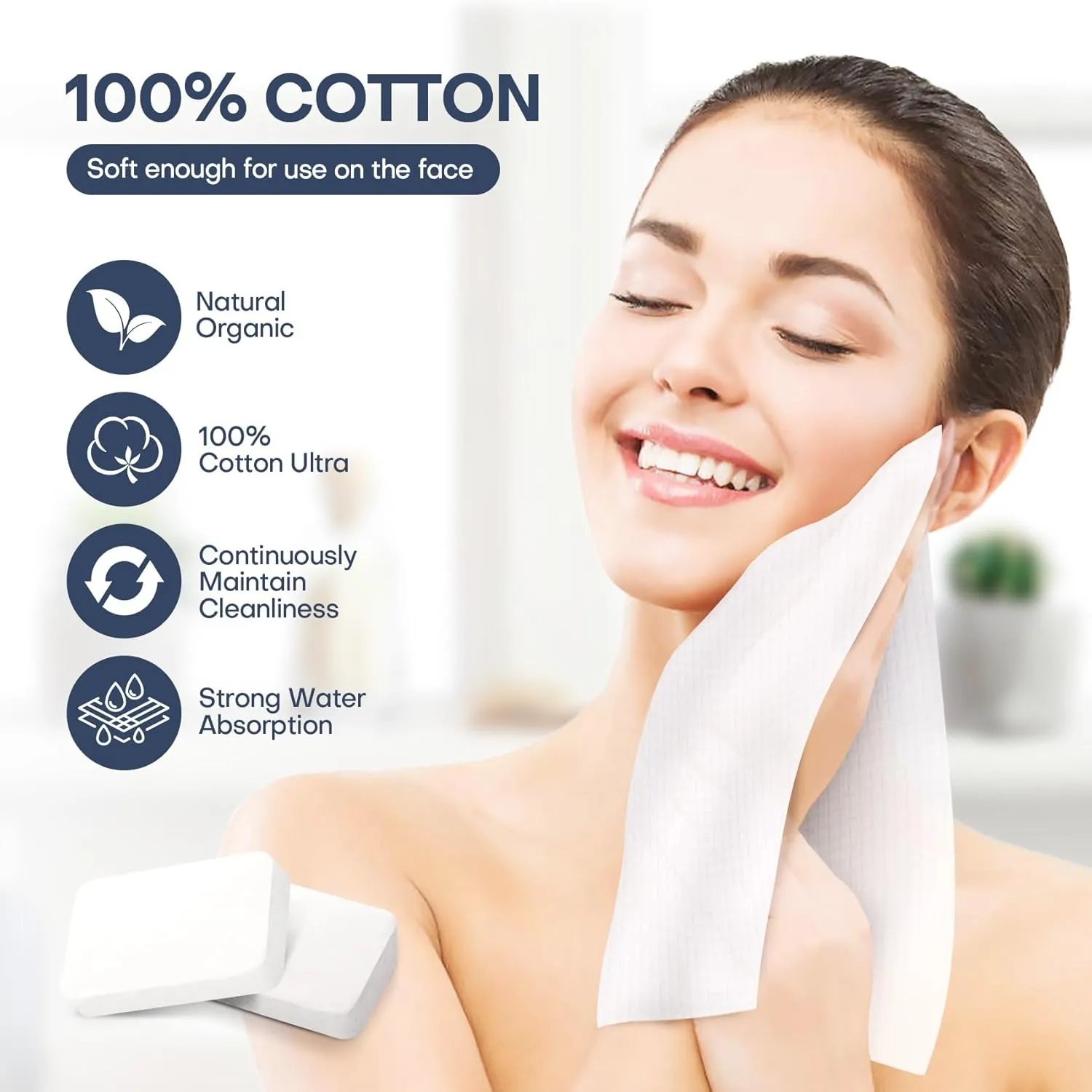 Large Compressed Towels, Soft Disposable Face Towel, Thicken Facial Cloths Mini Portable Cotton Tissue for Sensitive Skin,Travel Skin Care,Beauty Salon,Home,Outdoor Activities(50 Count Blue)