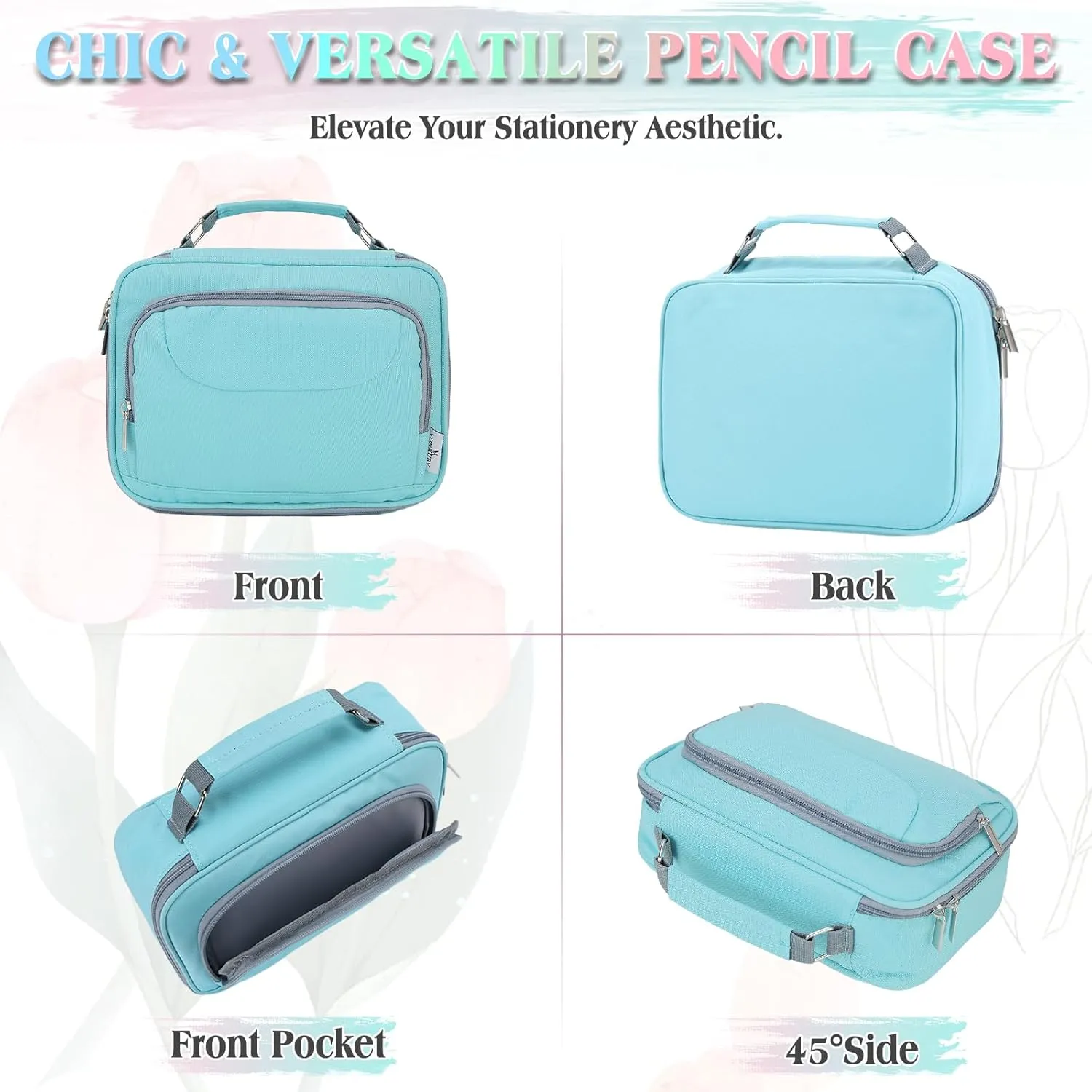 Large Pen Pencil Case,VONXURY High Capacity Art Colored Pencil Pouch Portable Stationery Organizer With 2 Detachable Layers 54 Slots Multiple Zipper Pockets for School Office College