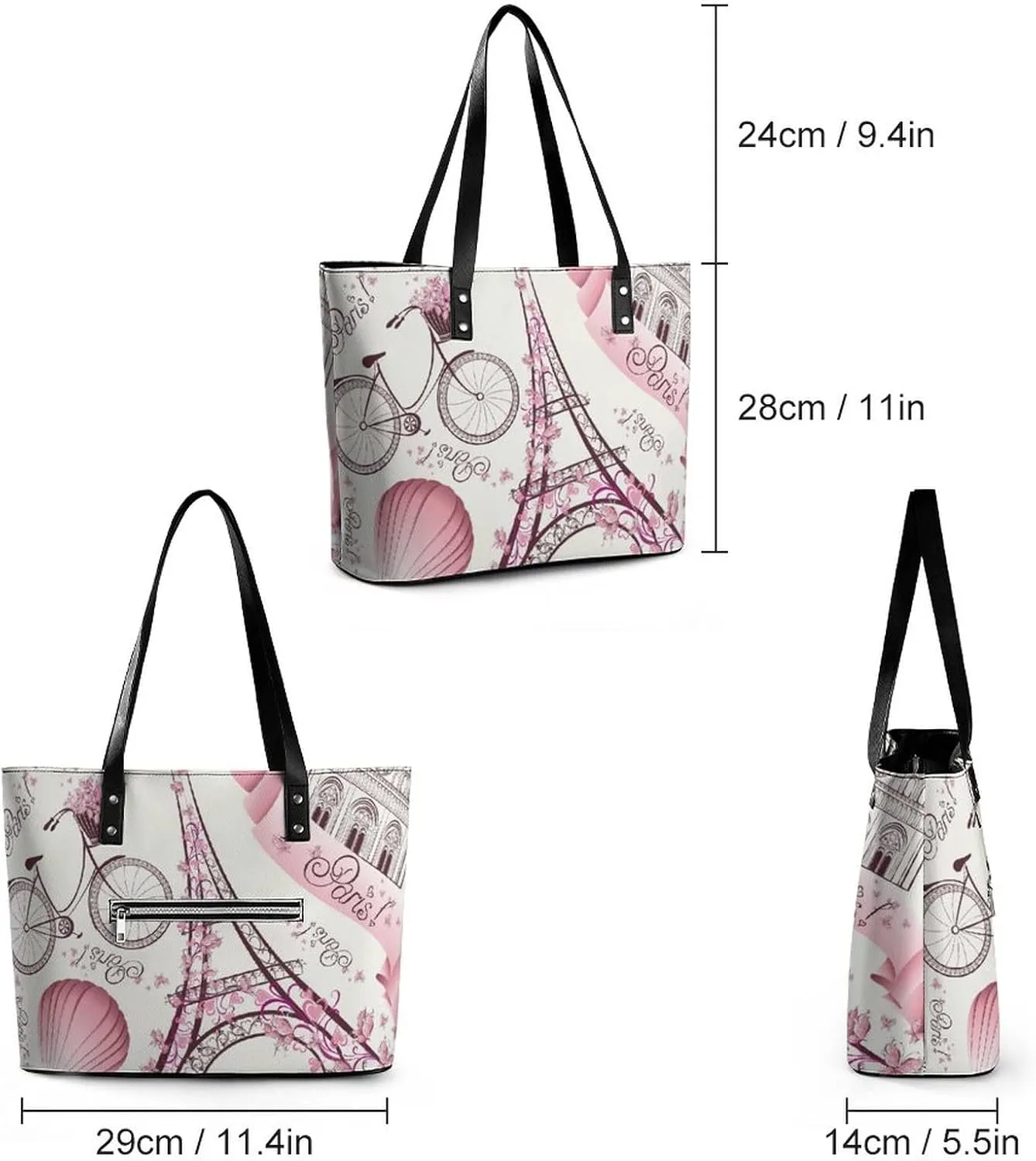 Large Tote Bag Fashion Portable Handbags With Zipper For Women And Men