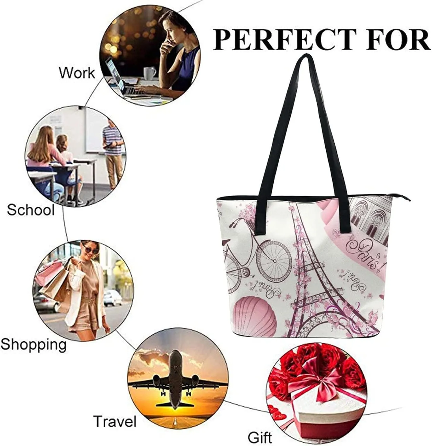 Large Tote Bag Fashion Portable Handbags With Zipper For Women And Men