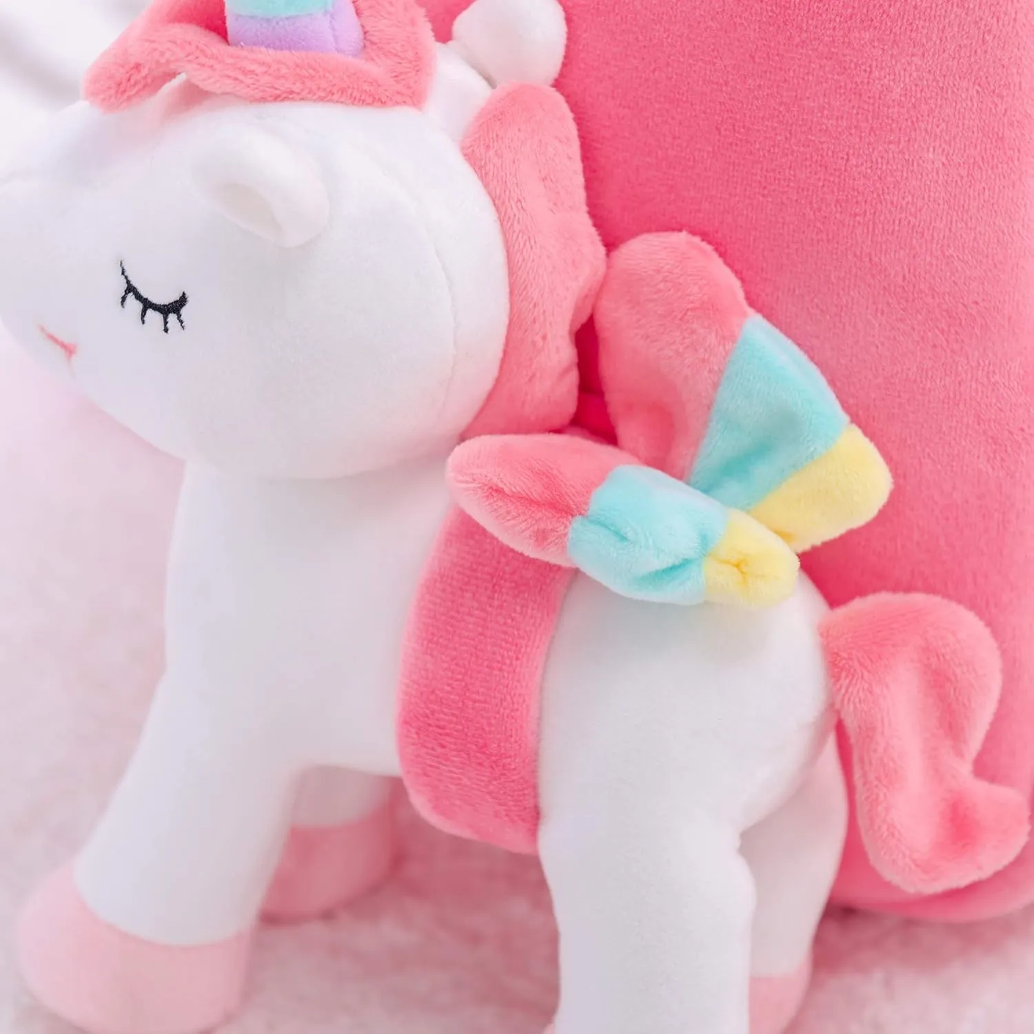 Lazada Unicorn Toddler Backpack Stuffed Unicorn Toys Kids Backpacks with Toy White 9.5"