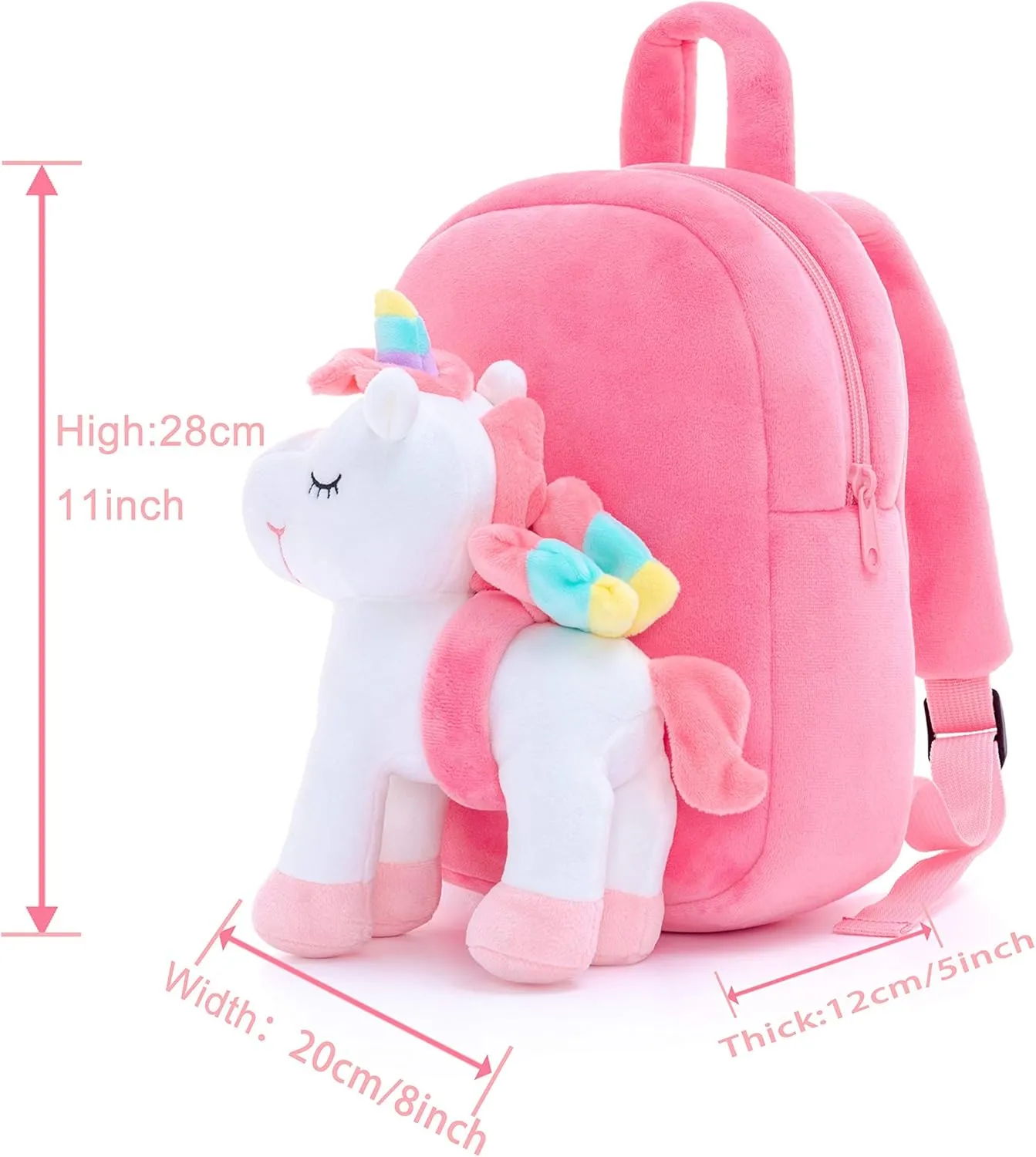 Lazada Unicorn Toddler Backpack Stuffed Unicorn Toys Kids Backpacks with Toy White 9.5"