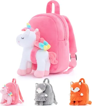 Lazada Unicorn Toddler Backpack Stuffed Unicorn Toys Kids Backpacks with Toy White 9.5"