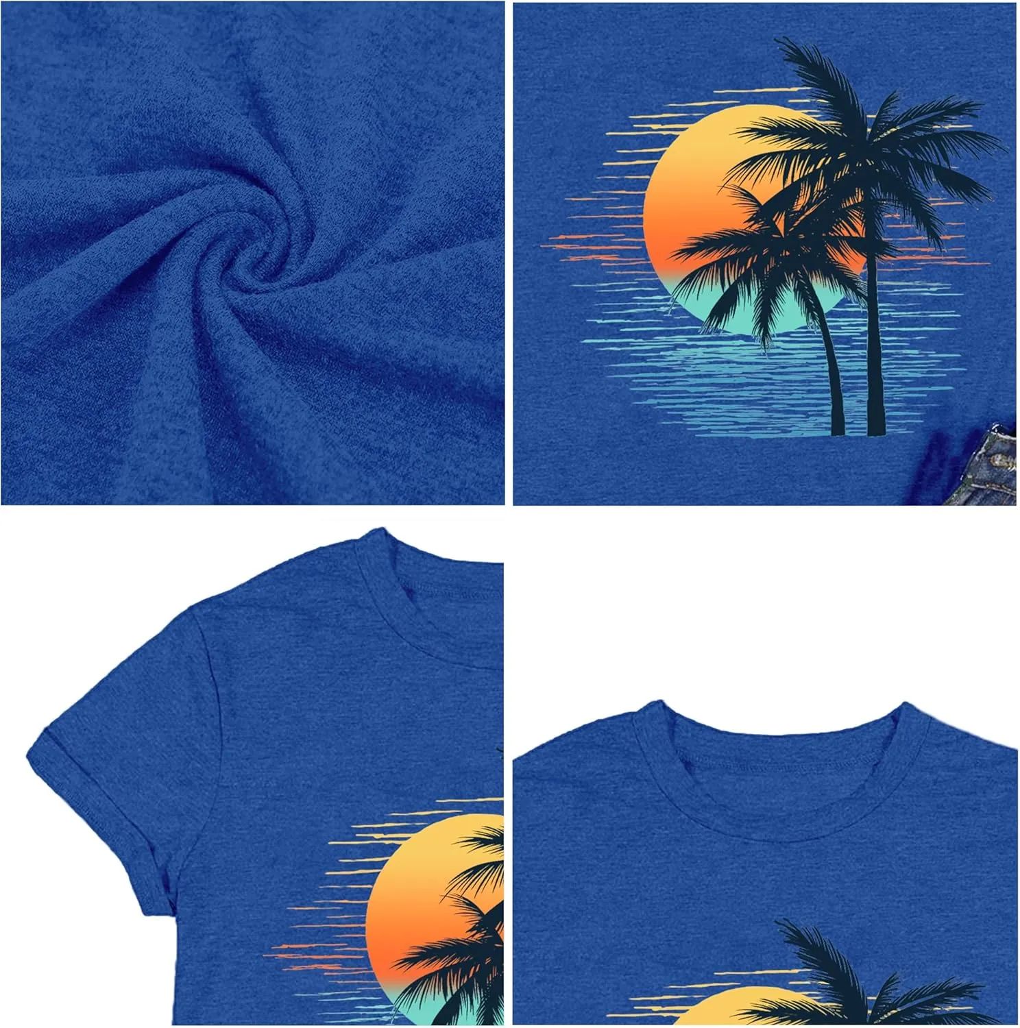 LBP Sunshine Beach Shirt for Women Summer Vacation Palm Trees T-Shirt Hawaii Beach Tee Tops