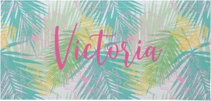 Let's Make Memories Personalized Beach Towel - Custom Pool Towel for Her - Cotton/Poly Blend - Oversized - Teal Tropical Palms