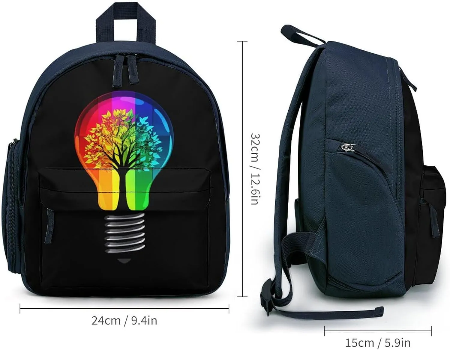 Light Bulb Colorful Art Tree Cute Printed Backpack Lightweight Shoulder Bag Travel Daypack for Camping Picnic Blue-style