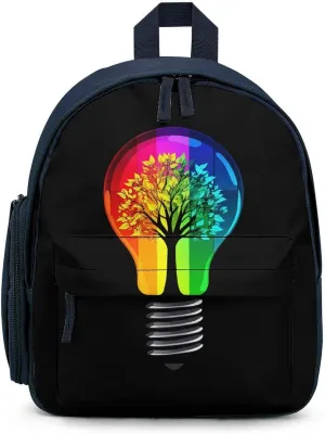Light Bulb Colorful Art Tree Cute Printed Backpack Lightweight Shoulder Bag Travel Daypack for Camping Picnic Blue-style