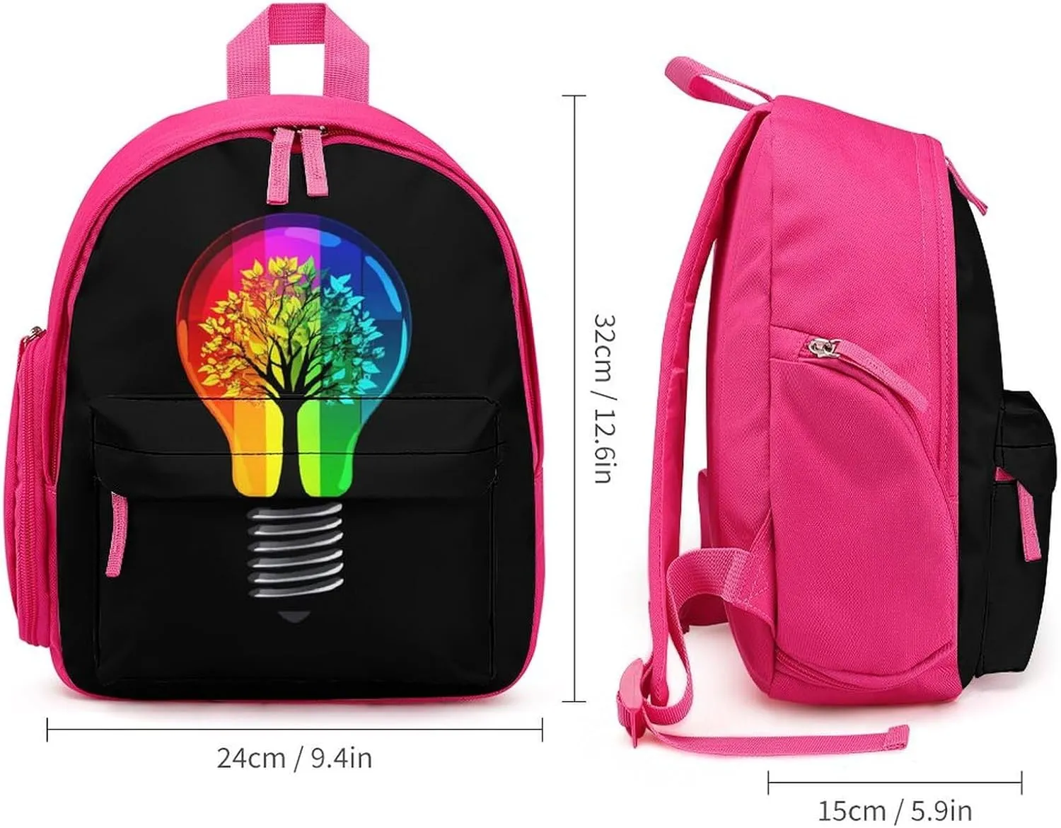 Light Bulb Colorful Art Tree Cute Printed Backpack Lightweight Shoulder Bag Travel Daypack for Camping Picnic Pink-style