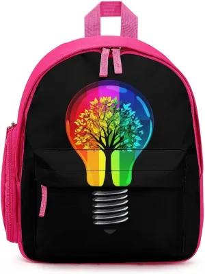 Light Bulb Colorful Art Tree Cute Printed Backpack Lightweight Shoulder Bag Travel Daypack for Camping Picnic Pink-style