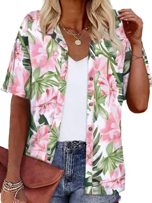 LILYCHIC Women's Hawaiian Shirts Coconut Button Summer Soft Button Down Shirts Short Sleeve