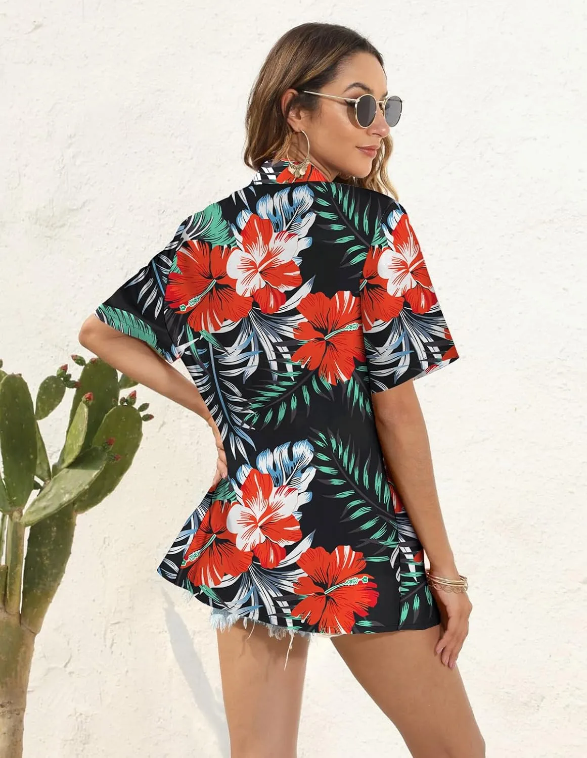 LILYCHIC Women's Hawaiian Shirts Coconut Button Summer Soft Button Down Shirts Short Sleeve