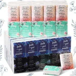 Lincia 120 Pack Bible Theme Facial Tissues in Bulk Regalos Cristianos En Español Scripture 3 Ply Wallet Size Travel Tissue Mini Individual Decorations Christian Gifts(English Bible)