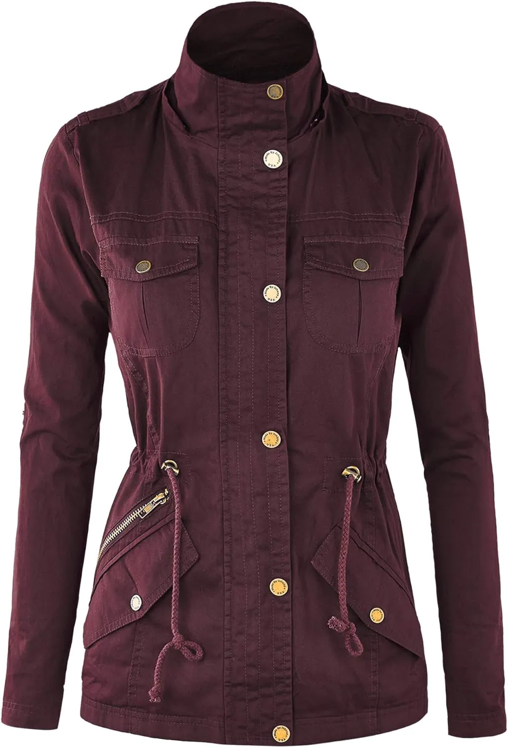 Lock and Love Women's Casual Military Anorak Jacket - Lightweight Detachable Hooded Safari Utility