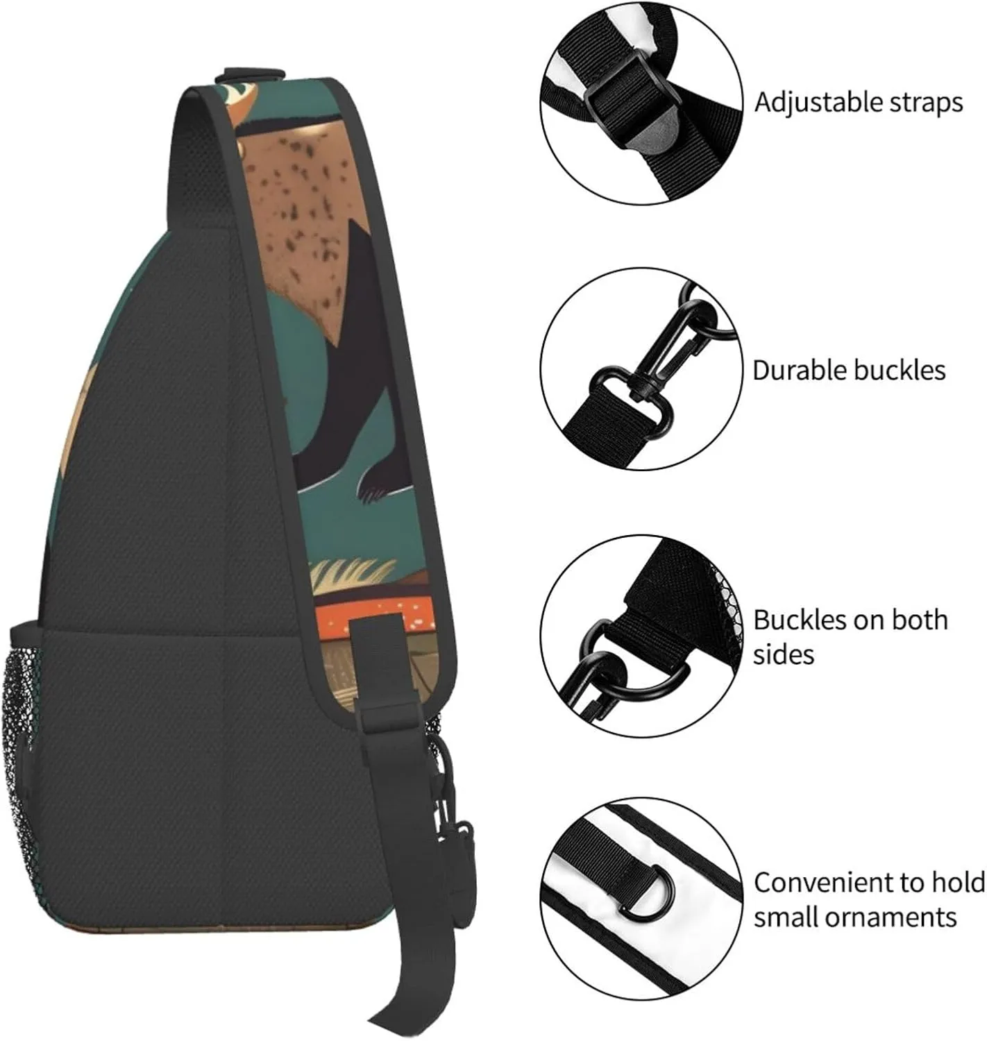Lodge Bear Deer Fishes Unisex Casual Diagonal Chest Bag,Multipurpose Crossbody Shoulder Bag Travel Hiking Daypack