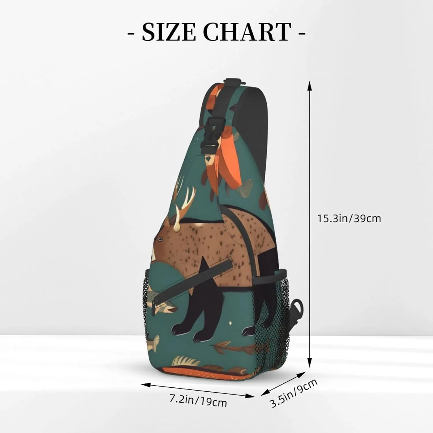 Lodge Bear Deer Fishes Unisex Casual Diagonal Chest Bag,Multipurpose Crossbody Shoulder Bag Travel Hiking Daypack