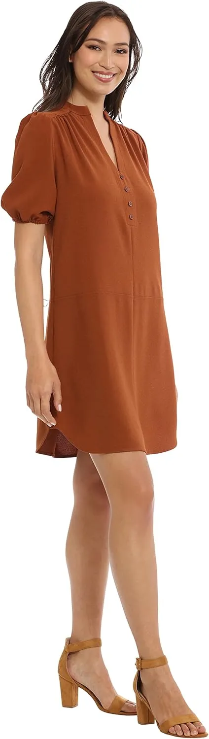 London Times Women's Easy Crepe Shift Shirt Dress Casual Wear to Work