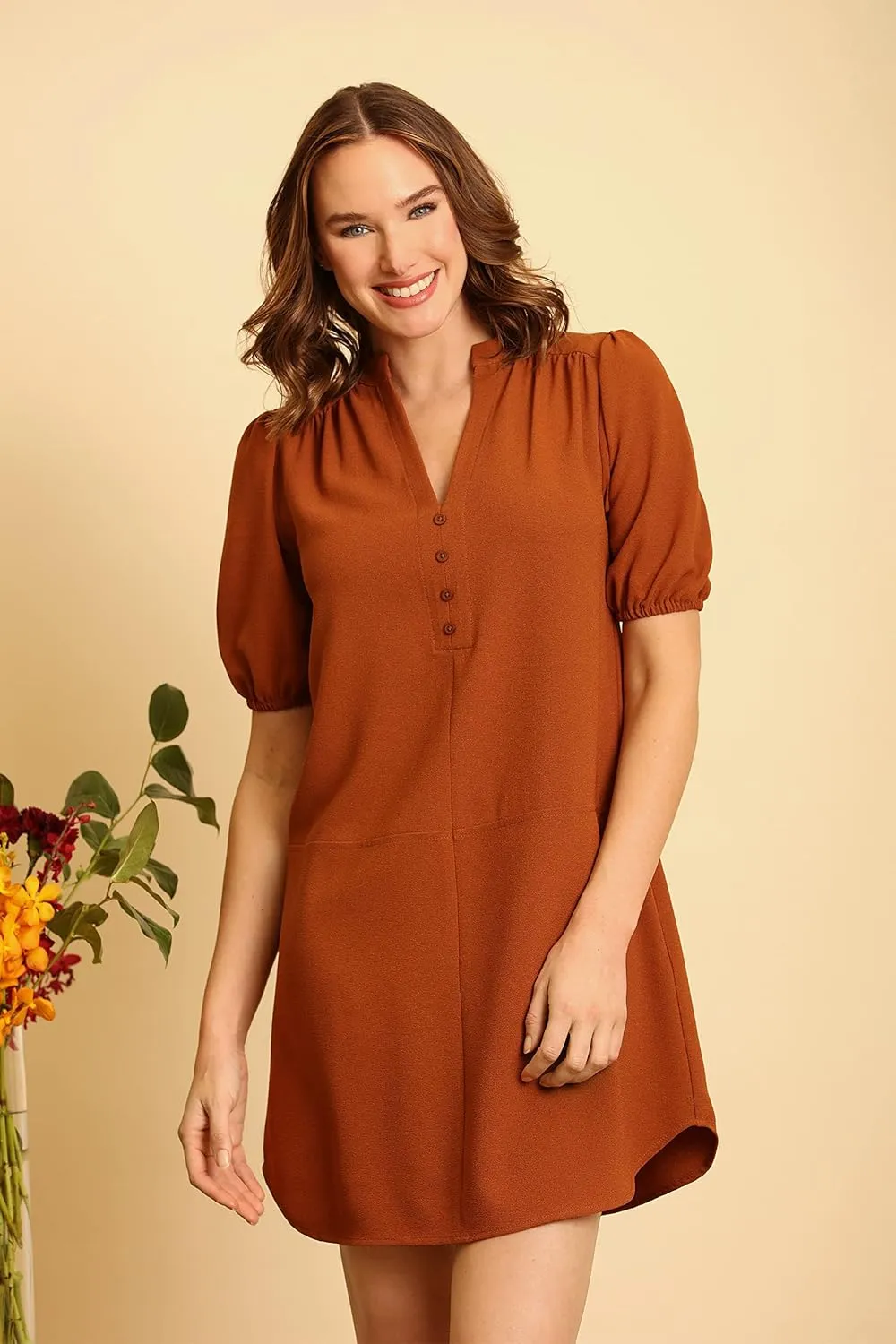 London Times Women's Easy Crepe Shift Shirt Dress Casual Wear to Work