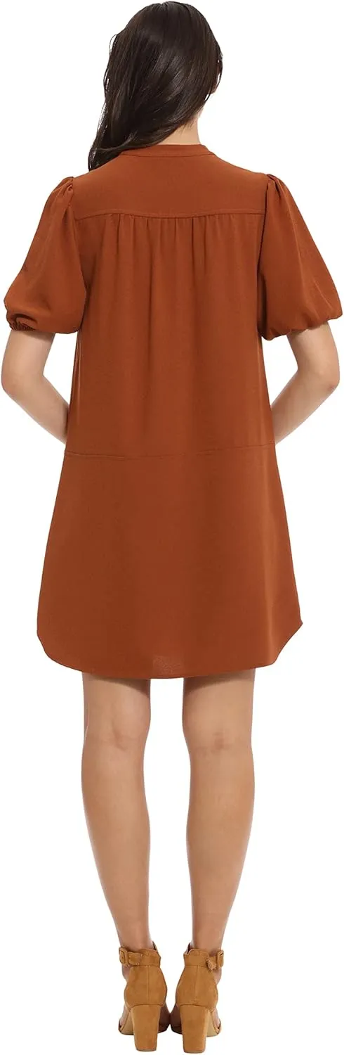 London Times Women's Easy Crepe Shift Shirt Dress Casual Wear to Work
