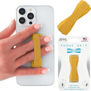 LOVEHANDLE Universal Phone Grip for Smartphones & Mini Tablets - Phone Holder for Hand - Wireless Charging Compatible - Made in The USA - Solid Goldenrod