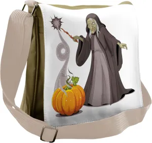 Lunarable Witch Messenger Bag, Spooky Woman Casts a Spell, Unisex Cross-body