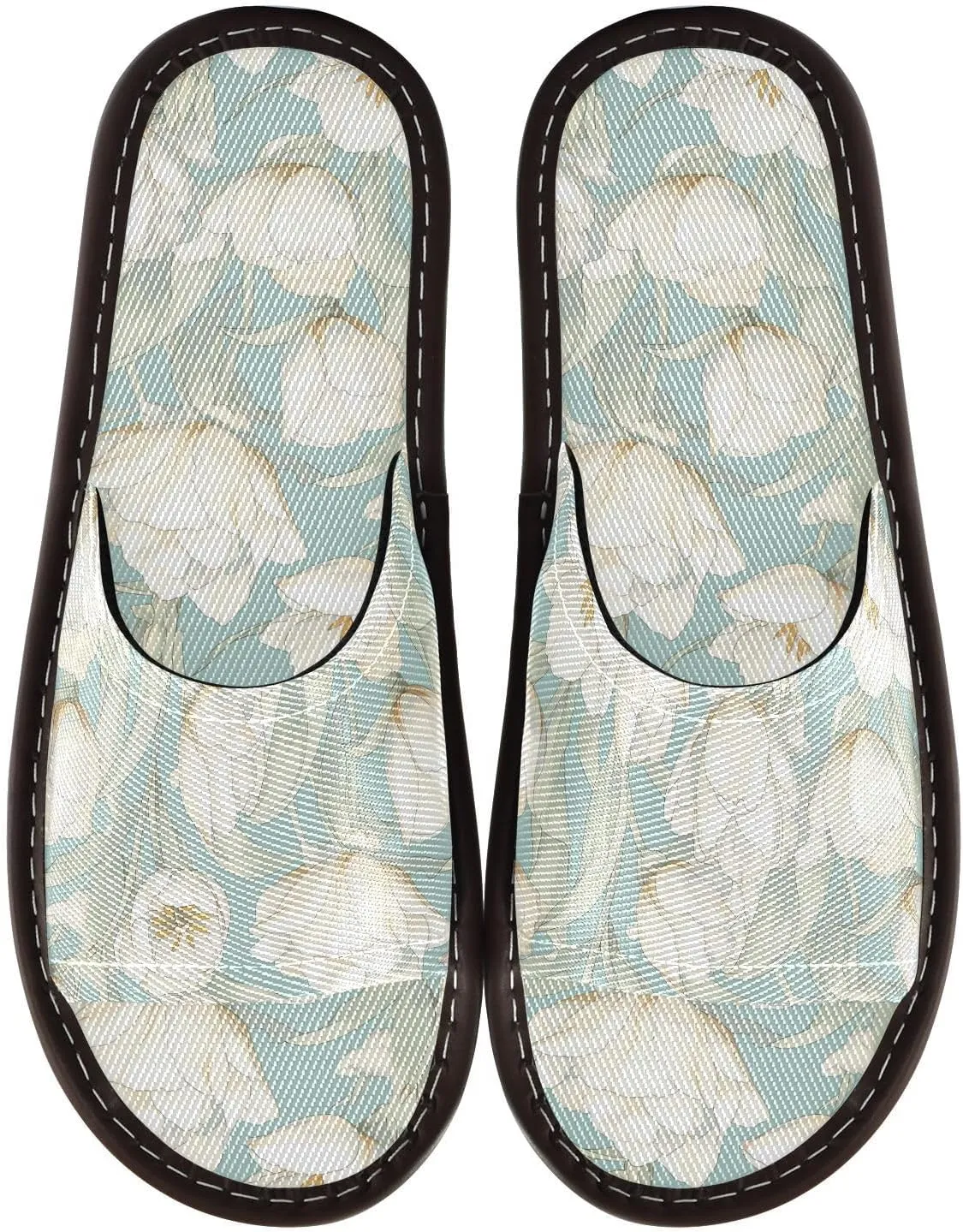Lush Tulips Pale Green Mens Shower Slippers Ultralight Non Slip Sandals for Outdoor Hotel Bedroom