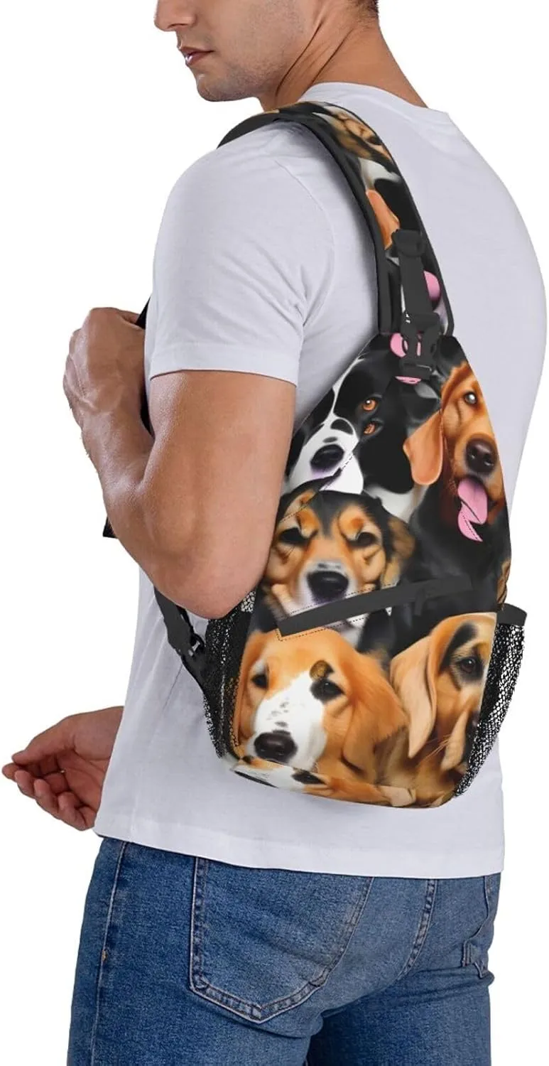 Many Dogs Unisex Casual Diagonal Chest Bag,Multipurpose Crossbody Shoulder Bag Travel Hiking Daypack