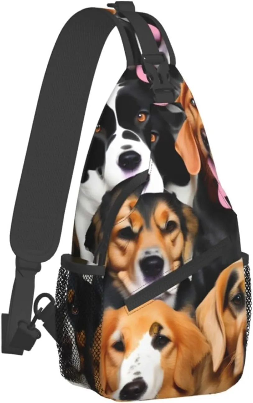 Many Dogs Unisex Casual Diagonal Chest Bag,Multipurpose Crossbody Shoulder Bag Travel Hiking Daypack