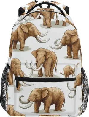 Many Mammoths Elephants Backpack Laptop Tablet Travel School Bag with Name Tag for Boys Girls