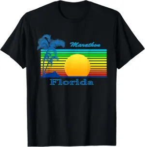 Marathon Florida Retro Tropical Beach Sunset T-Shirt