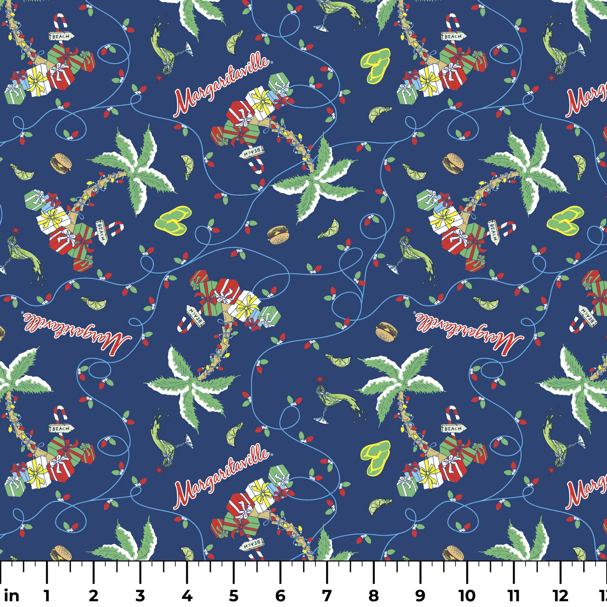 Margaritaville - Island Celebration - Navy Tropical Holiday Fabric