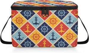 Maritime Mood Lunch Bag Insulated Reusable Adult Large Lunch Box with Adjustable Shoulder and Zipper Canvas Cooler Tote Bag for Office Work Picnic Outdoor