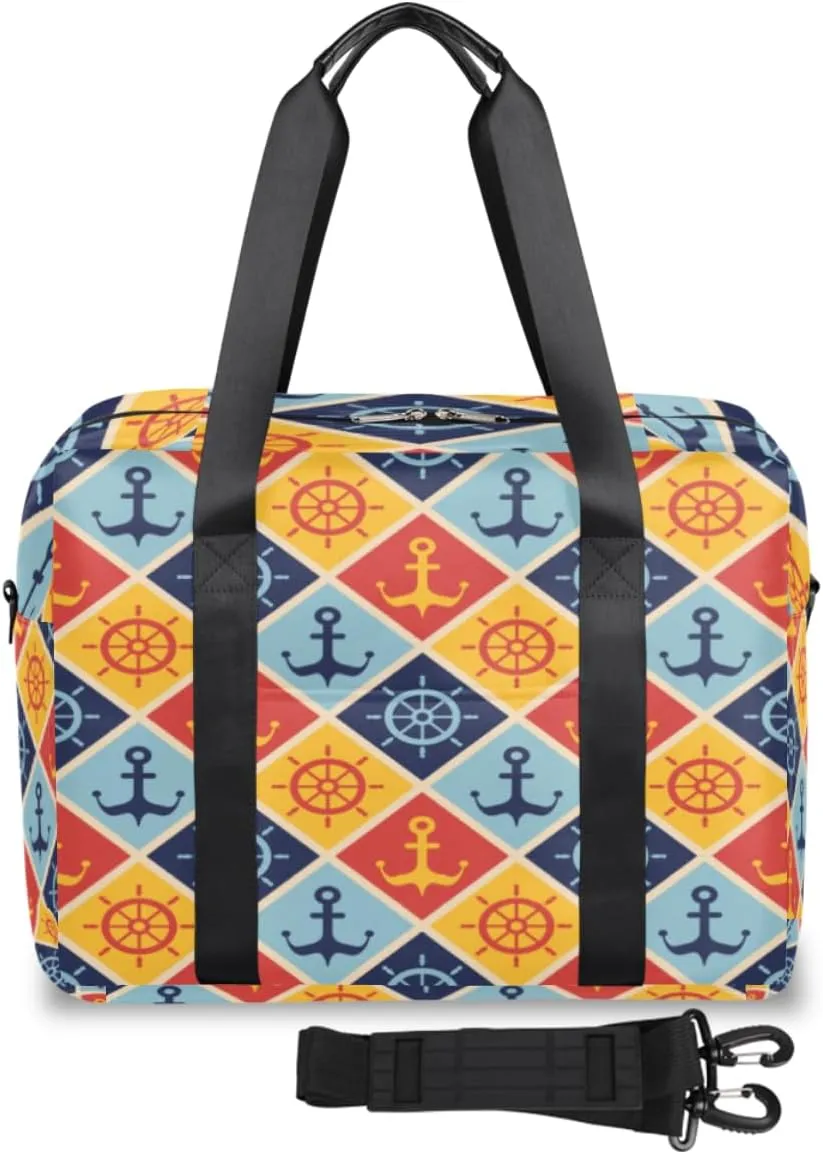 Maritime Mood Weekender Bag, Waterproof Travel Duffel Bags, Overnight Bags for Women, Duffel Bag with Trolley Sleeve, for Men Travel Business Gym Gift