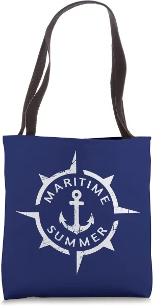 Maritime Summer Nautical Compass Anchor Funny Boating Tote Bag