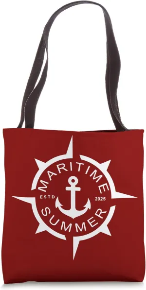 Maritime Summer Nautical Compass Rose Anchor Funny Boating Tote Bag