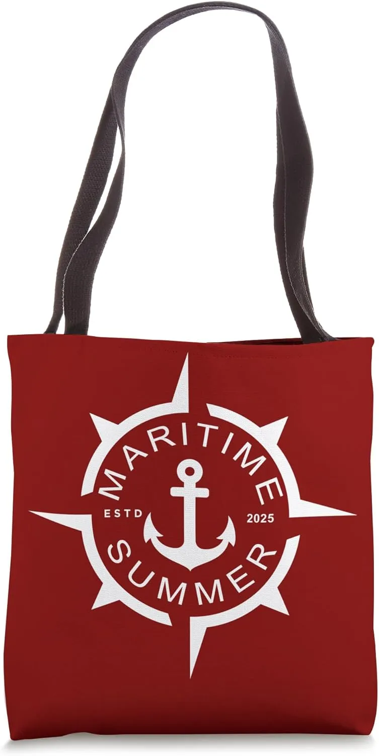 Maritime Summer Nautical Compass Rose Anchor Funny Boating Tote Bag