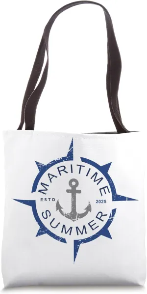 Maritime Summer Nautical Compass Rose Anchor Funny Boating Tote Bag